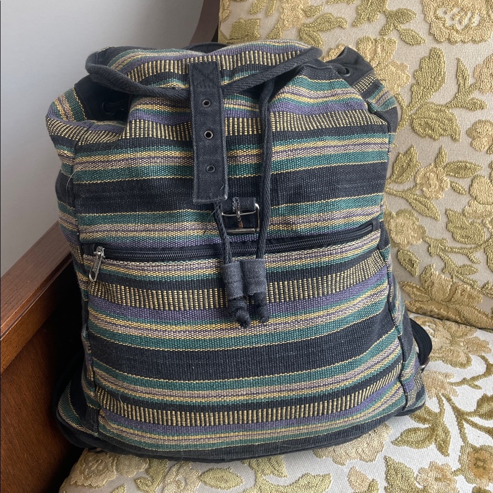 Heavy Duty Cotton Utility Backpack Large Boho Indian Print Travel Rucksack
